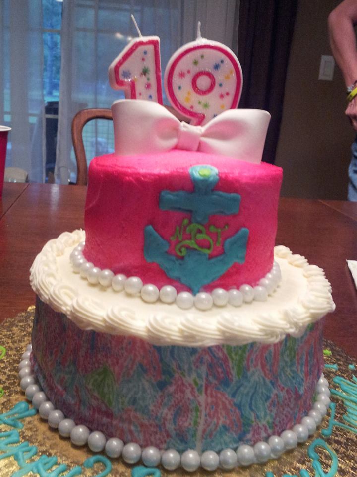 Chevron Anchor Birthday Cake