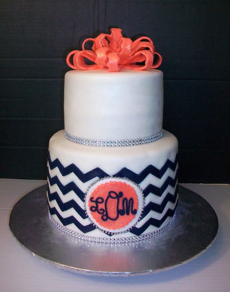 Chevron Monogram Birthday Cake