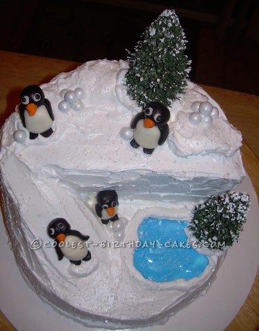 Christmas Penguin Birthday Cake