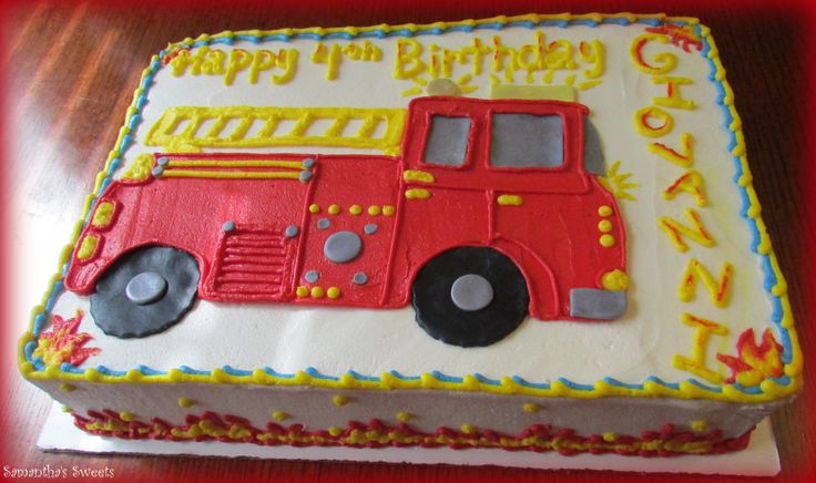 Fire Truck Birthday Sheet Cake