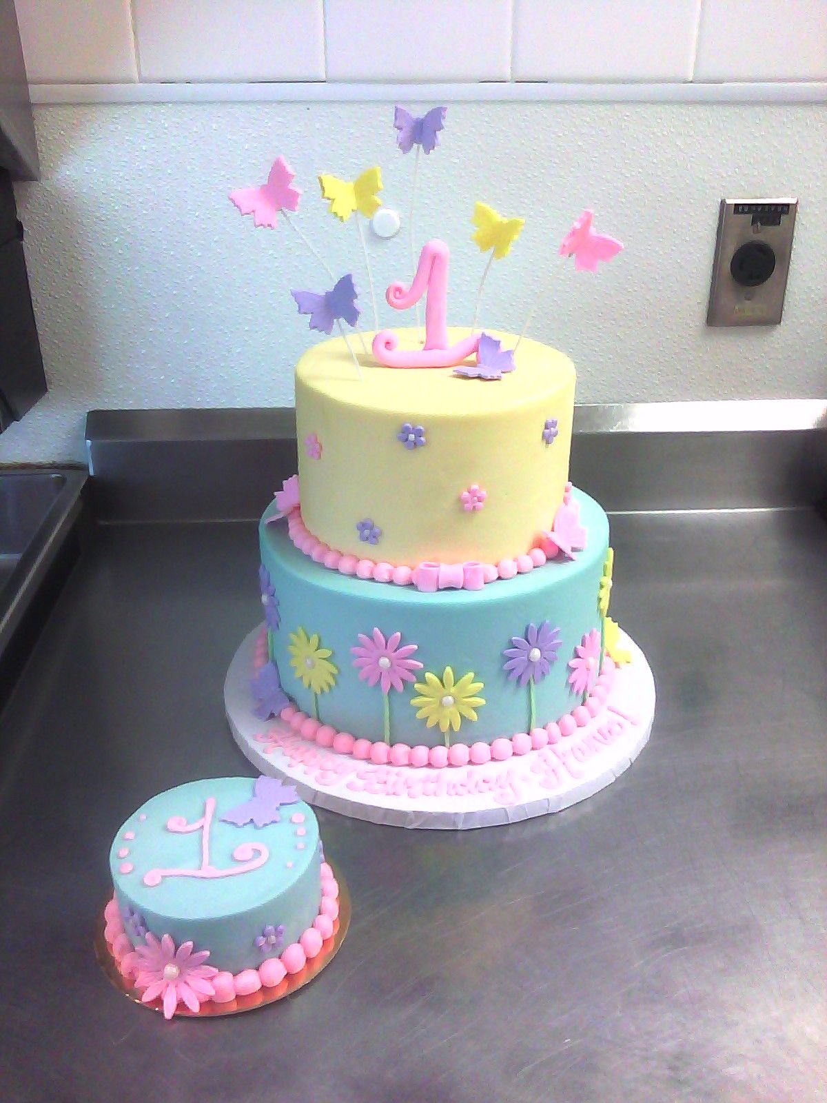 Girl Birthday Cake with Butterflies