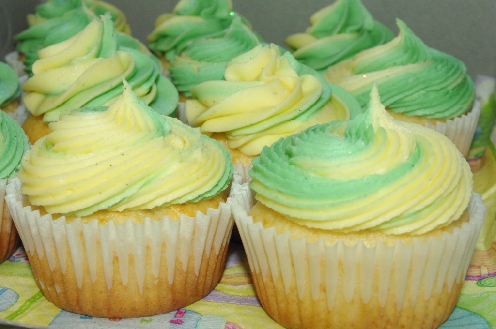 Green and Yellow Baby Shower Cupcakes