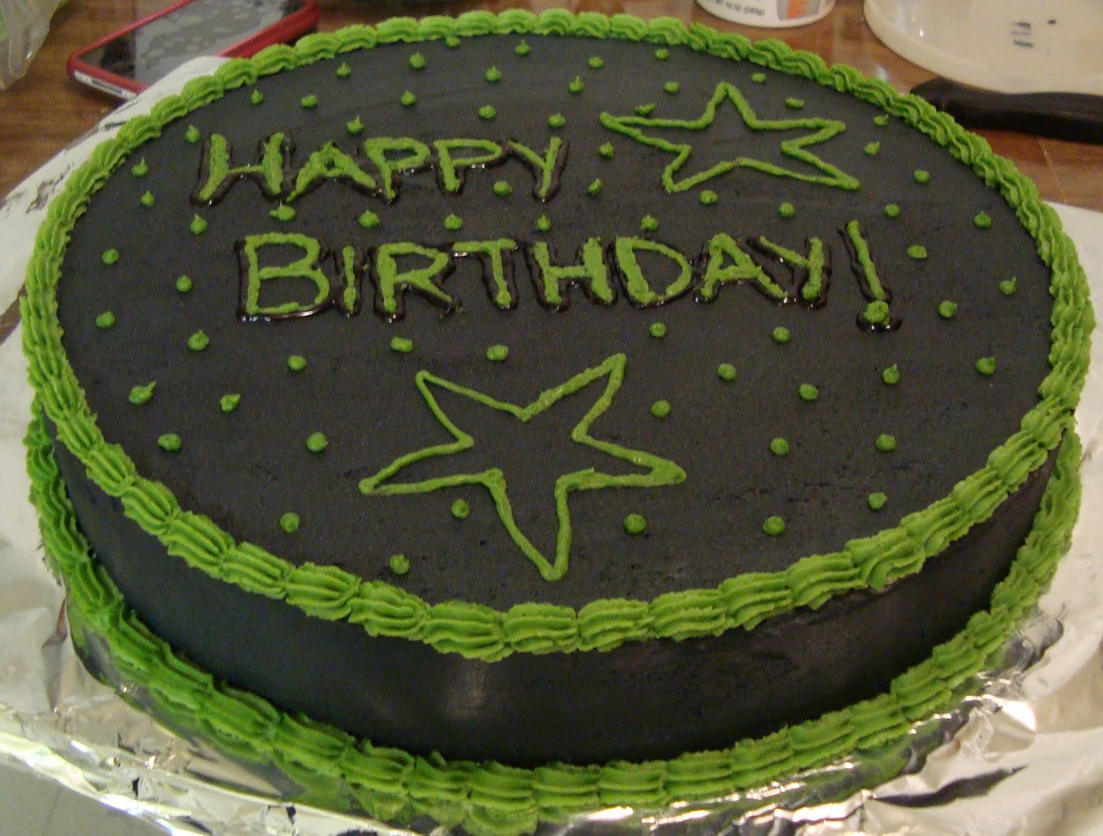 Happy Birthday Cake Green and Black