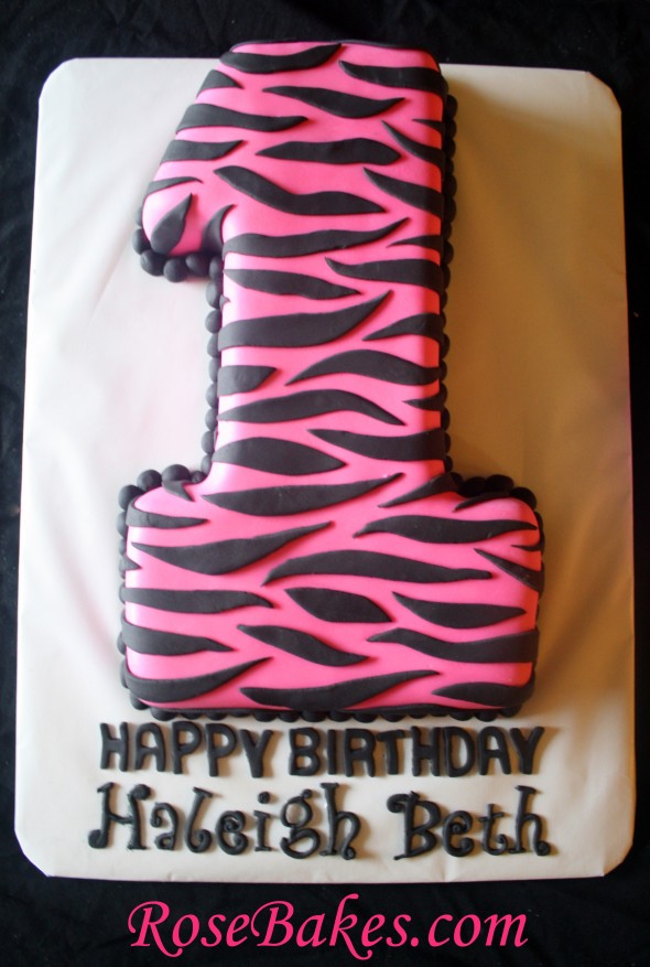 Hot Pink and Black Zebra Birthday Cake