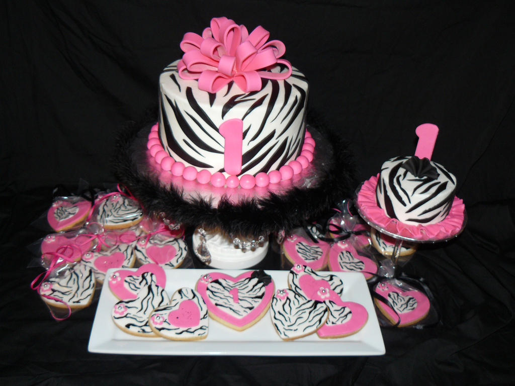 Hot Pink and Zebra Birthday Cakes