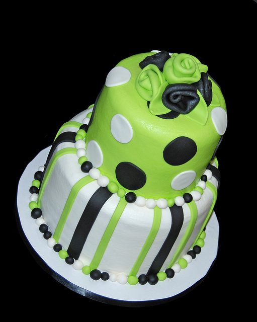 Lime Green and Black Birthday Cake