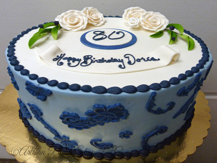 Navy Blue Birthday Cake