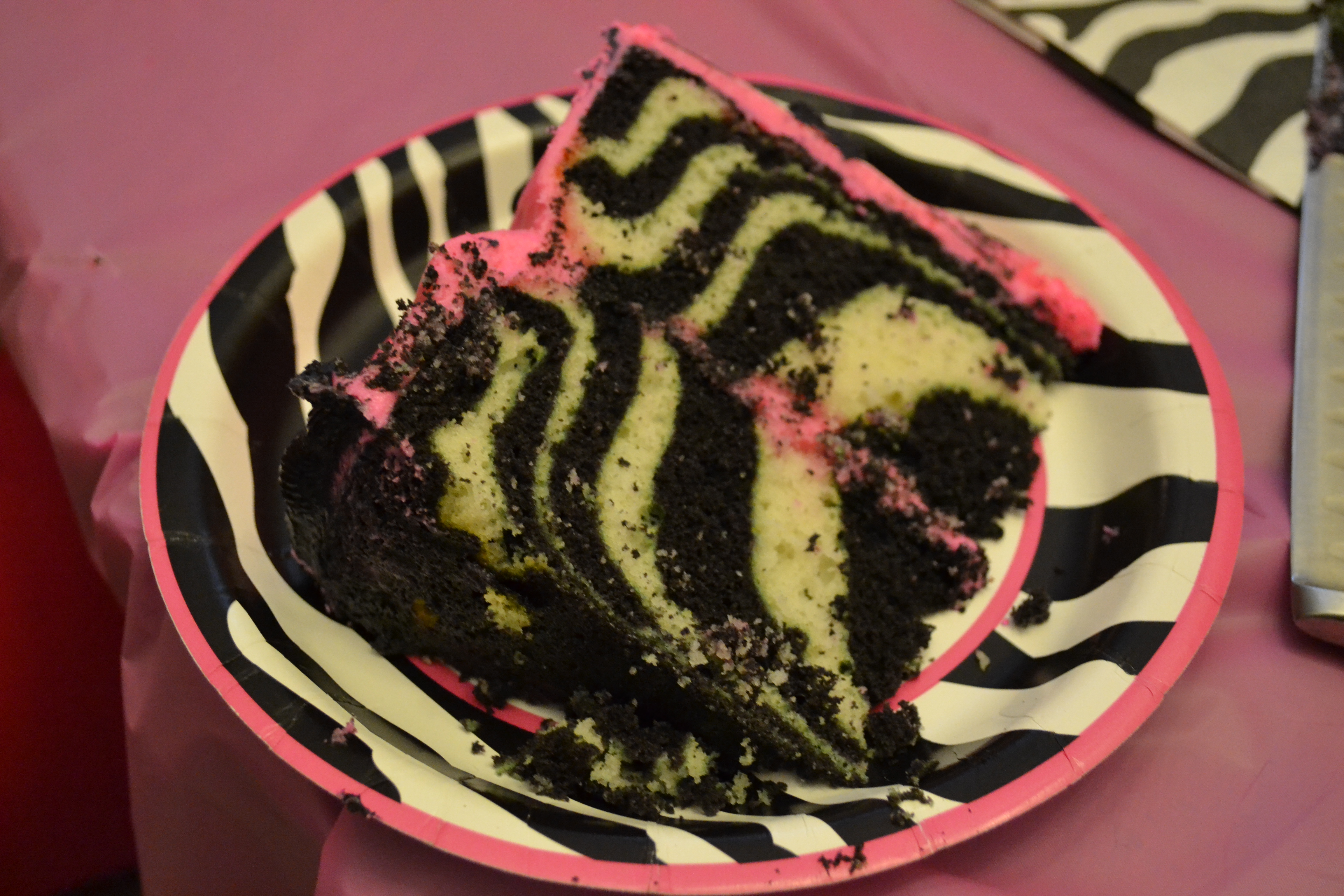 Pink and Black Zebra Cake with Icing