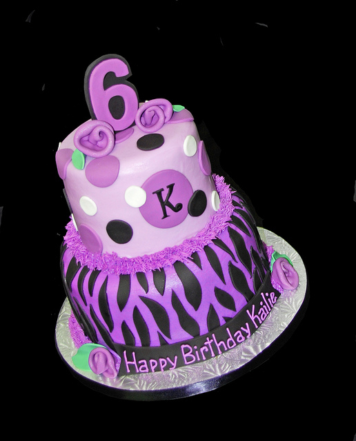 Purple and Zebra Print Birthday Cake