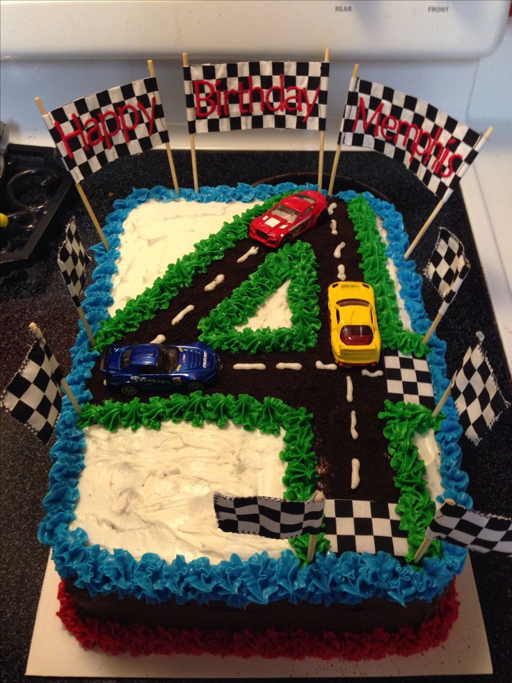 Race Car 4th Birthday Cake