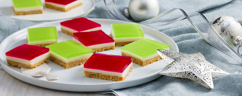 Red and Green Jello Squares