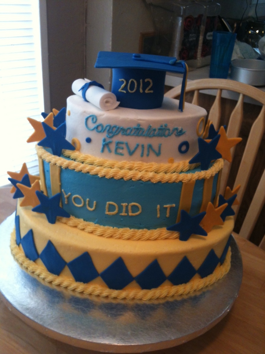 Yellow and Blue Graduation Cup Cakes