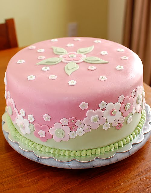 Baby Shower Cake with Pink Flowers