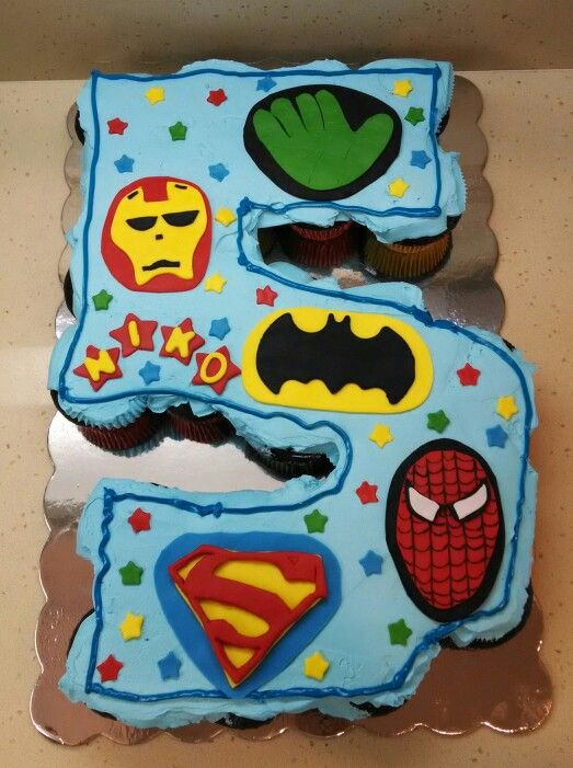 Batman Spider-Man Cupcake Cake