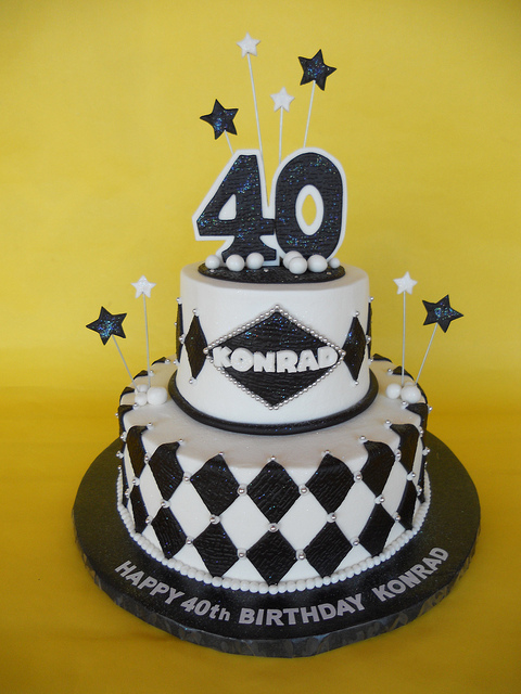 Black 40th Birthday Cake