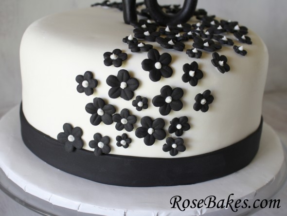 Black and White 40th Birthday Cake