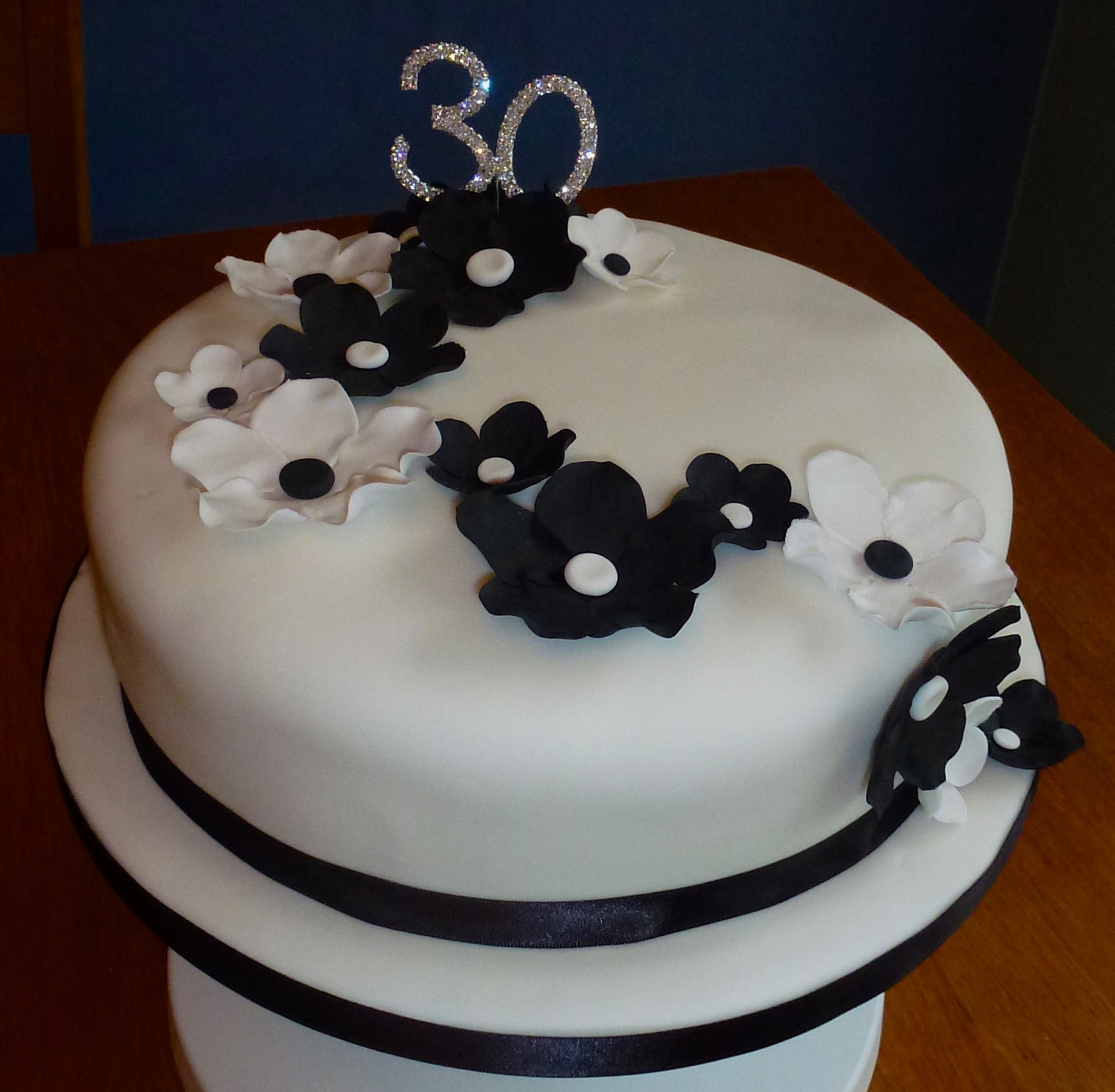 Black and White Birthday Cake