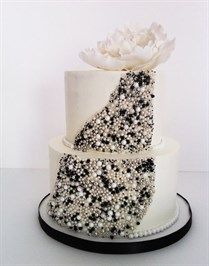 Black White and Silver Wedding Cake