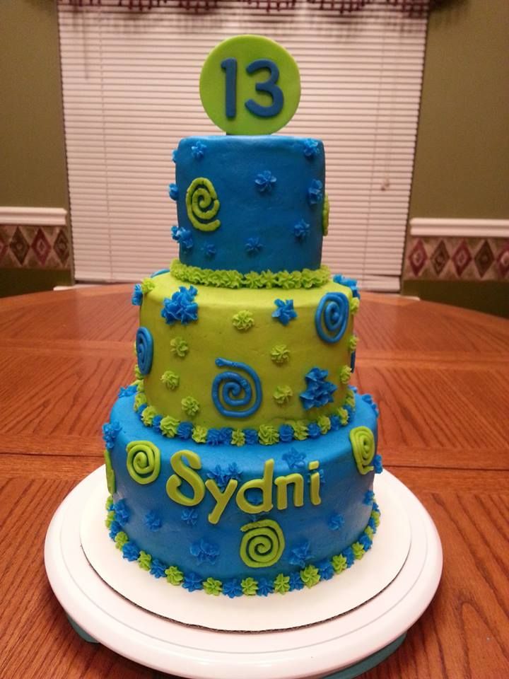 Blue and Lime Green Birthday Cakes