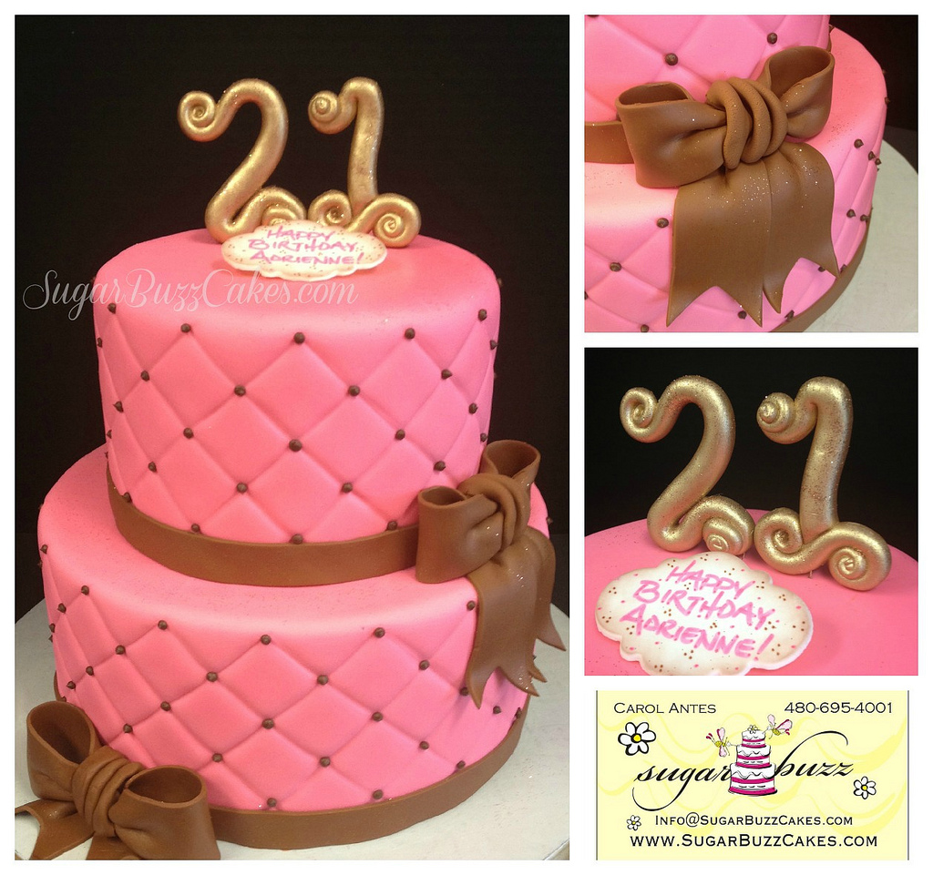 Brown and Pink Birthday Cake