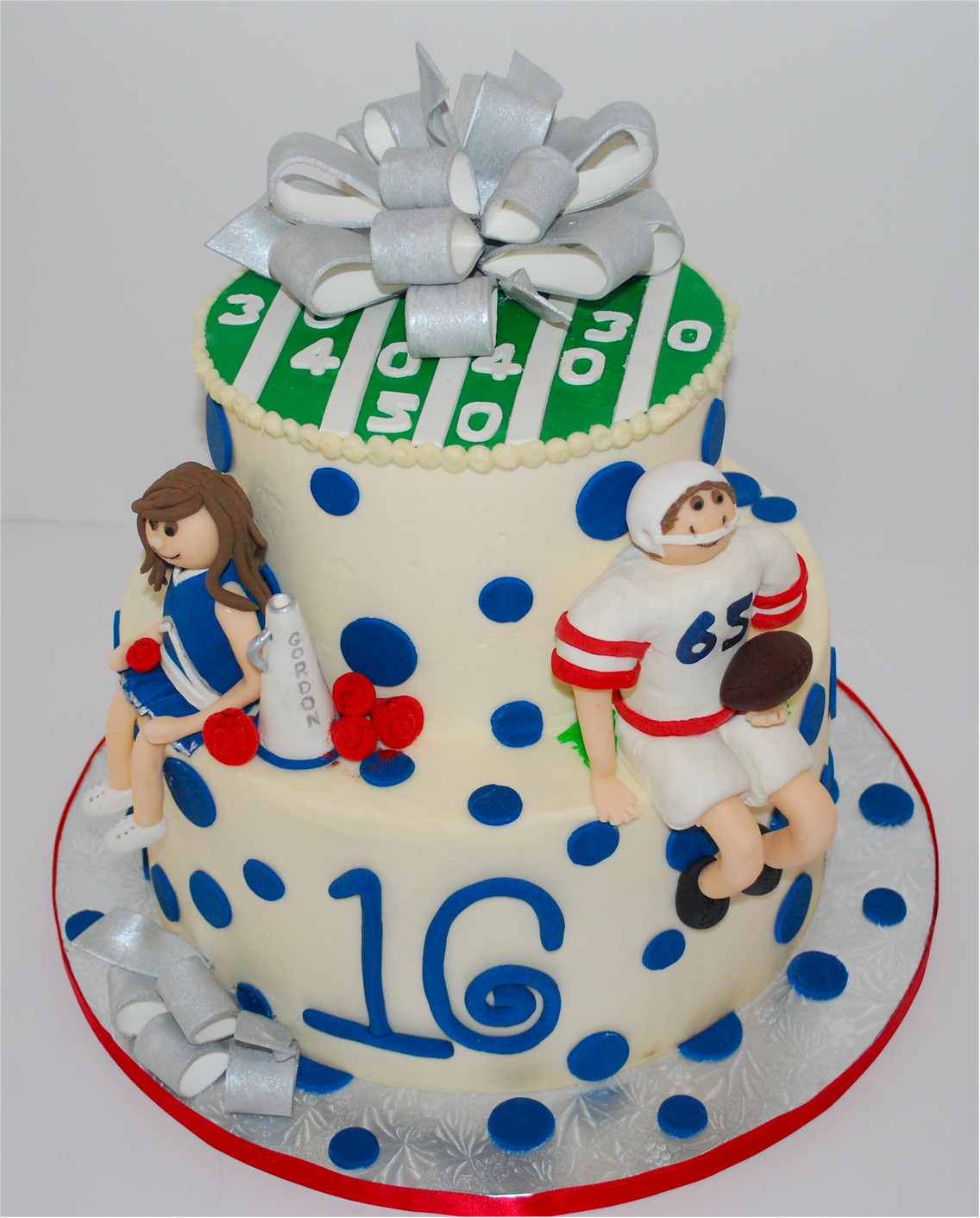 Cheerleader and Football Cakes