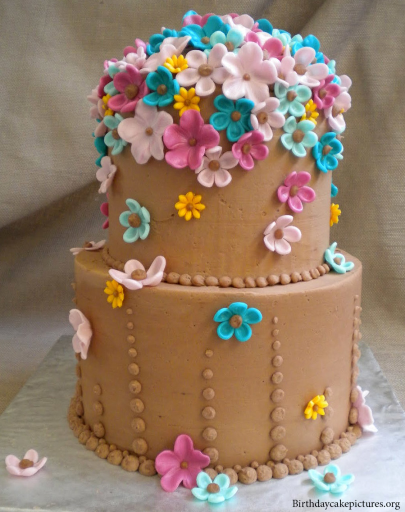 Chocolate Birthday Cake with Flowers