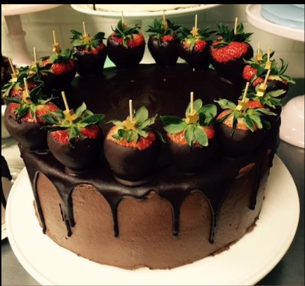 Chocolate Ganache Cake with Strawberries