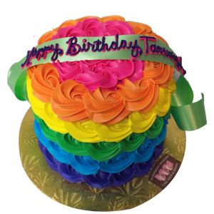 Girls Birthday Cake Rainbow Flowers