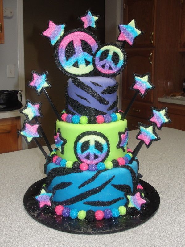 Girls Peace Sign Birthday Cake