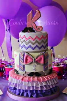 Girls Pink and Purple Birthday Cake