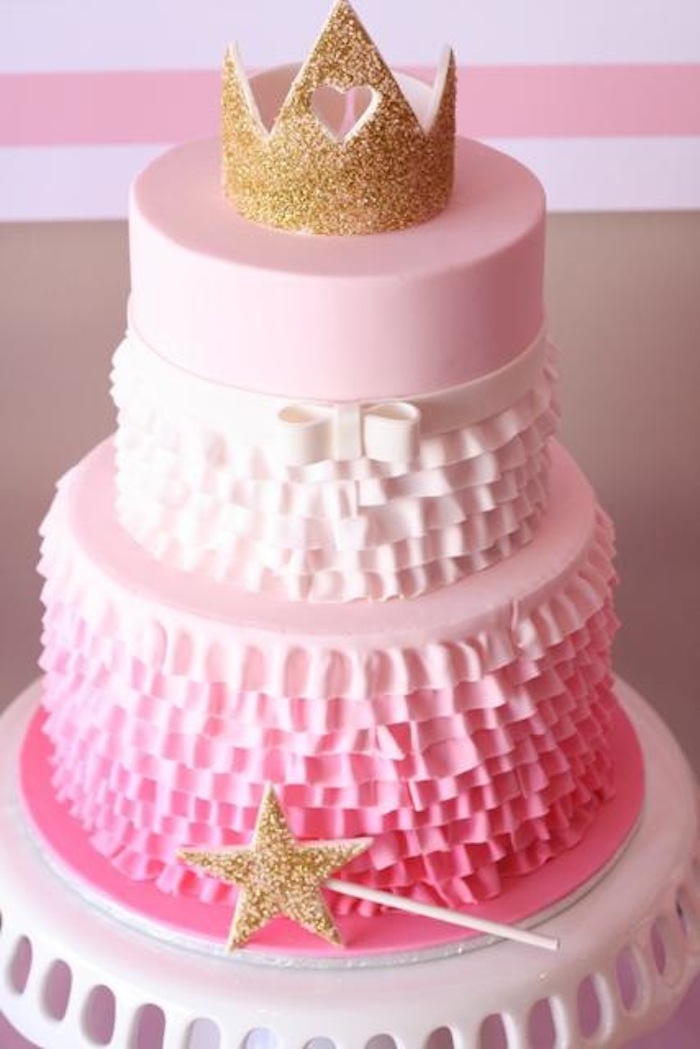 Gold and Pink Princess Cake