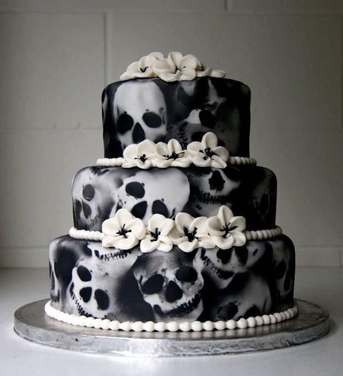 Halloween Skull Wedding Cake