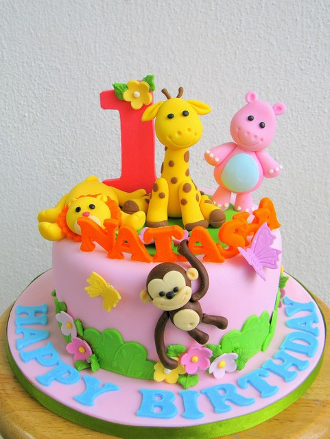 Jungle Themed Girls Birthday Cake