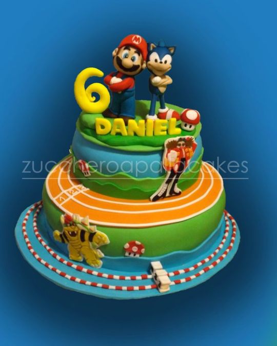 Mario and Sonic Birthday Cake