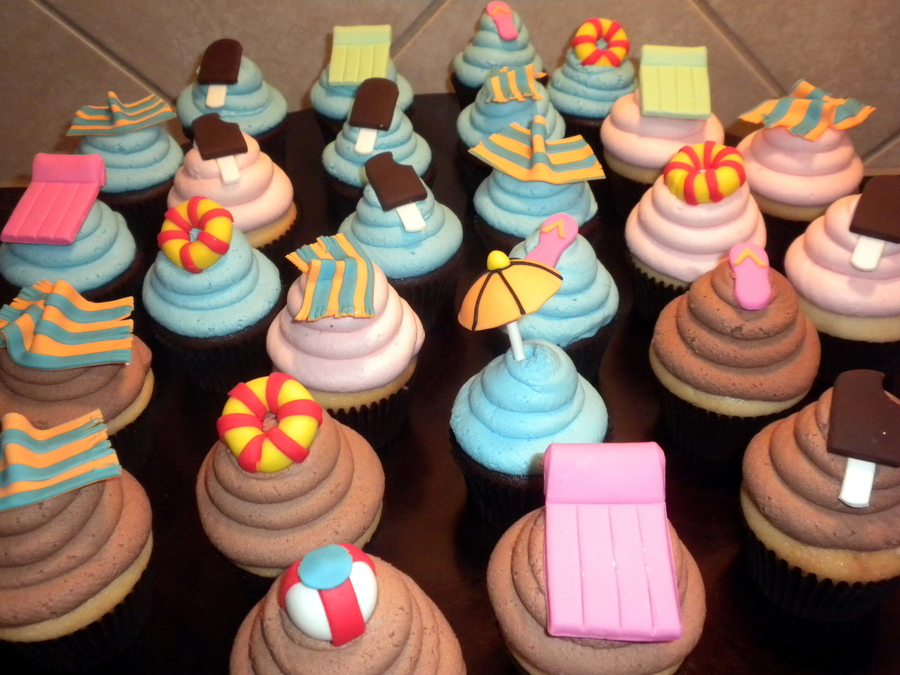 Pool Party Theme Cupcakes