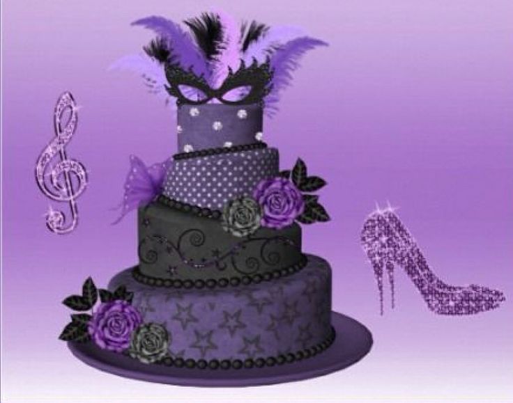 10 Purple And Black Masquerade Sweet 16 Birthday Cakes Photo