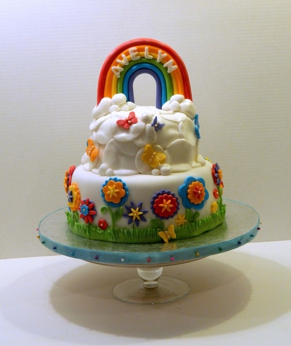 10 Rainbow Birthday Cakes With Flowers Photo Rainbow Flower