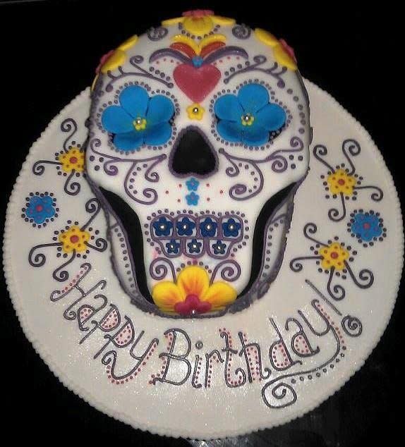 Sugar Skull Happy Birthday Cake