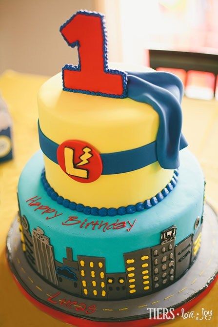 Superhero 1st Birthday Cake