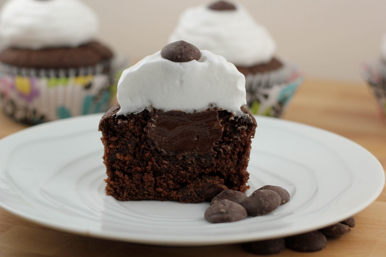 Filled Chocolate Cupcakes with Ganache