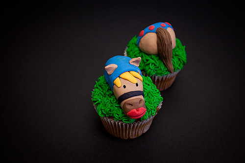 Funny Cartoon Cupcakes with Faces