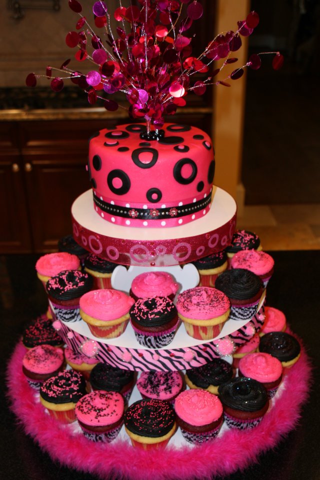 11 Photos of Hot Pink Cupcake 1st Birthday Cakes