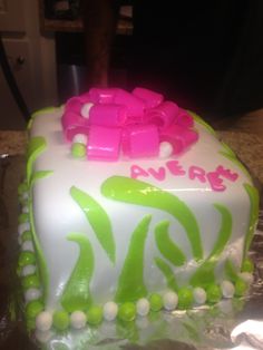 Lime Green and Pink Birthday Cake