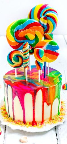 Lollipop Swirl Rainbow Cake