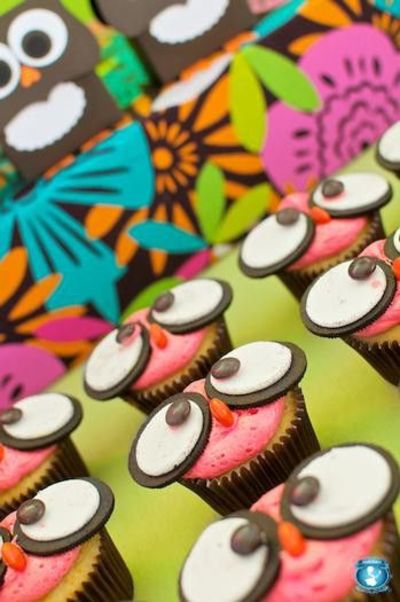 Owl Birthday Party Cupcakes