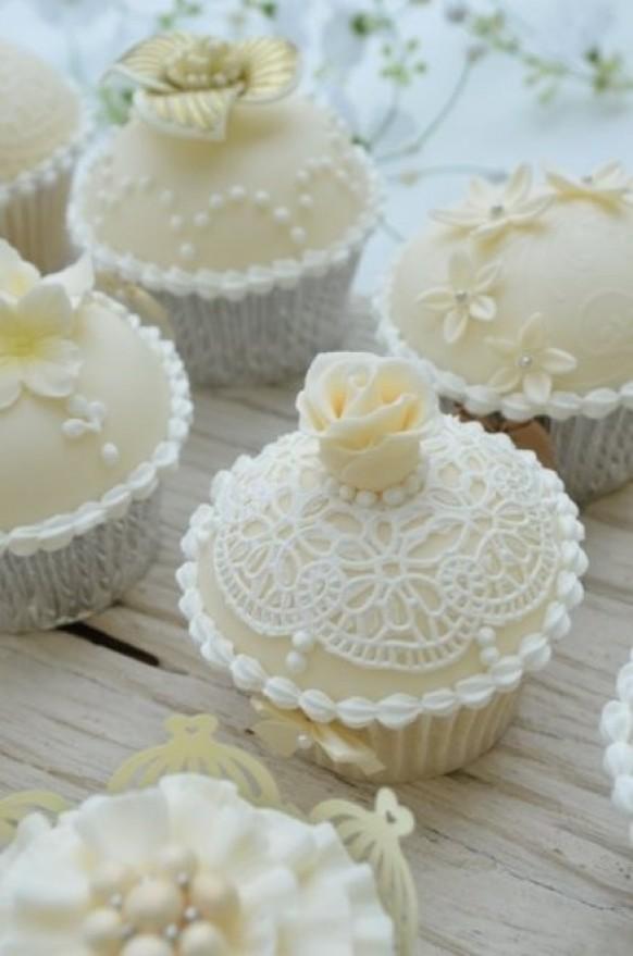 Elegant White Wedding Cupcakes