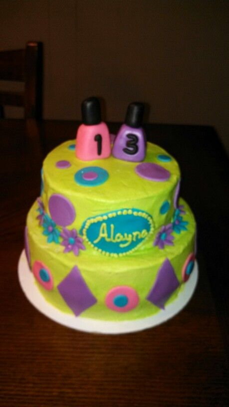 Lime Green and Pink Birthday Cake