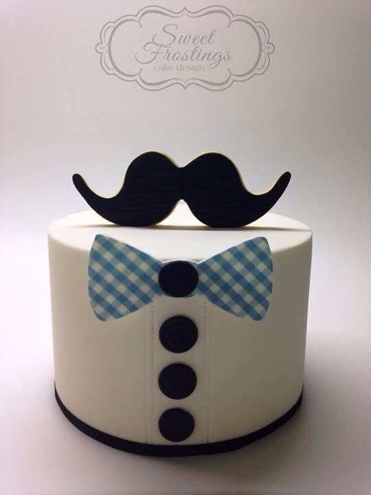 Little Man Mustache Baby Shower Cake