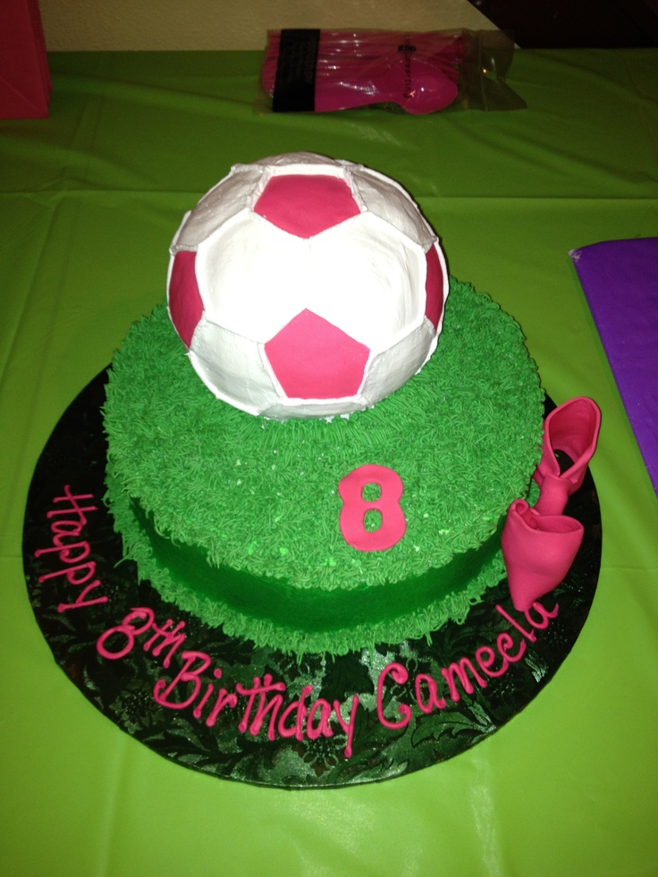 Pink Girl Soccer Birthday Cake