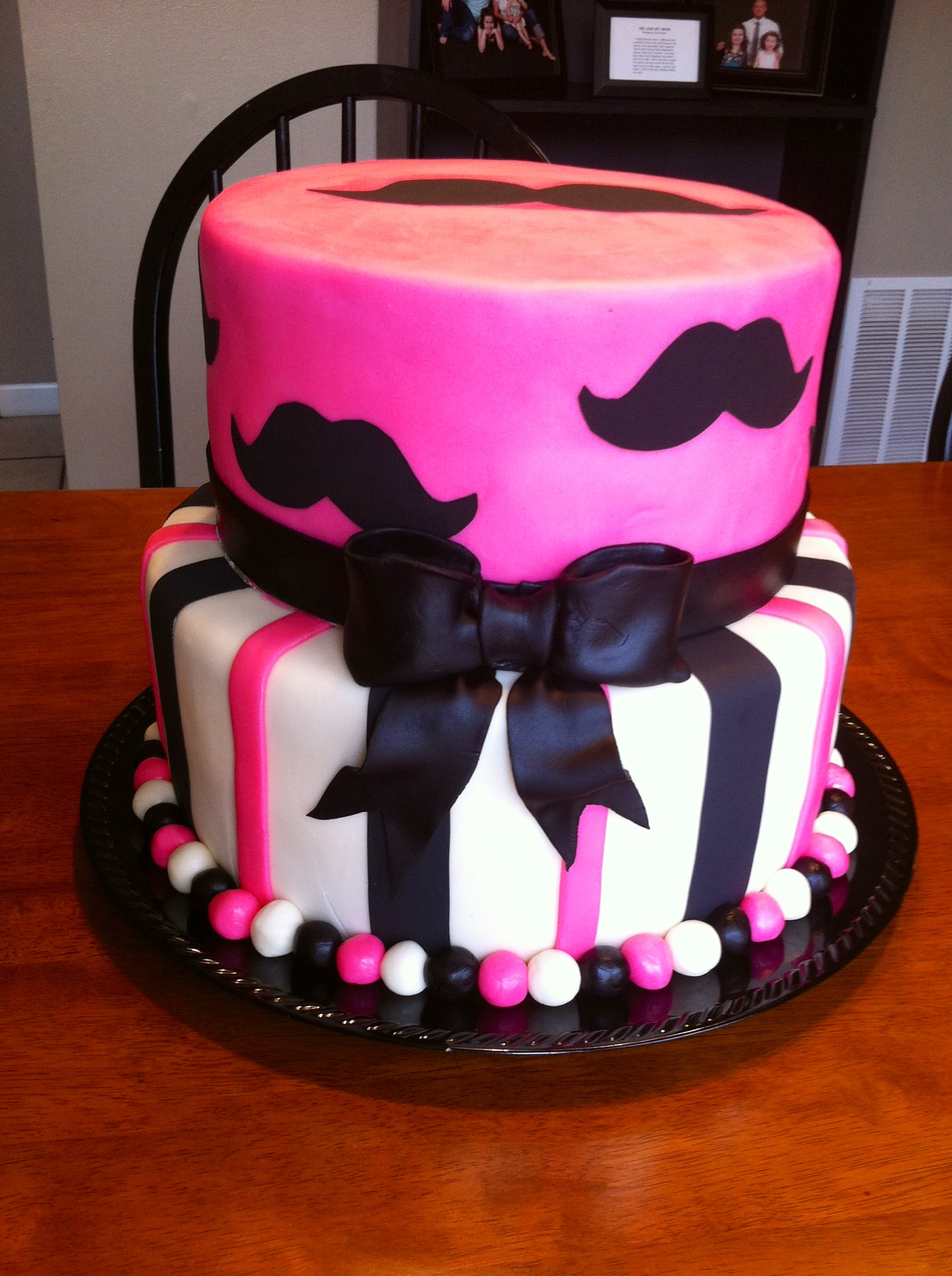 Pink Mustache Birthday Cake